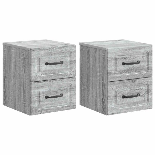 vidaXL Cabinet de chevet mural 2 pc Sonoma gris 34 5 x 33 x 40 cm