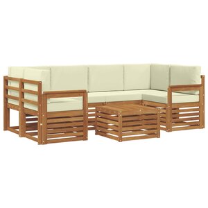vidaXL Ensemble de canapés d'extérieur 7 pc Naturel et Crème