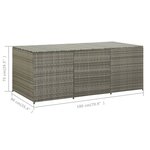 vidaXL Boîte de rangement de jardin résine tressée 180x90x70 cm gris