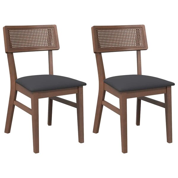vidaXL Chaises à manger coussins 2 Pièces marron bois massif caoutchouc