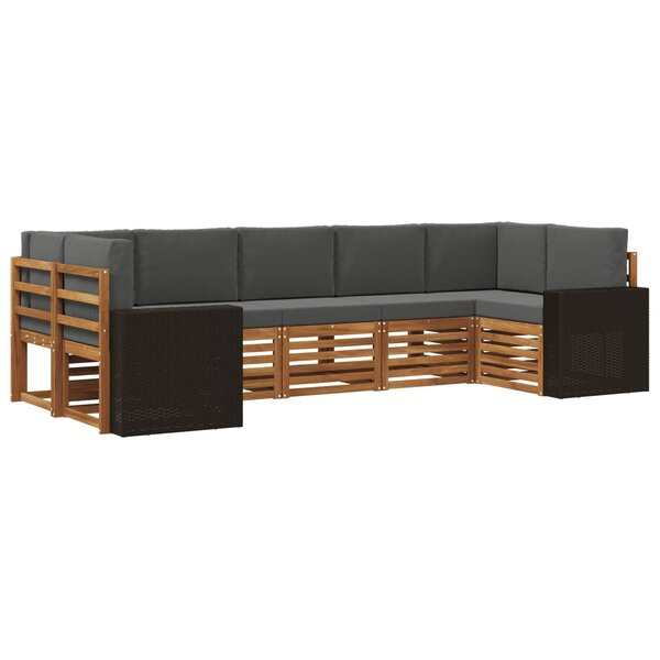 vidaXL Ensemble de canapés d'extérieur 7 pc Naturel et Anthracite