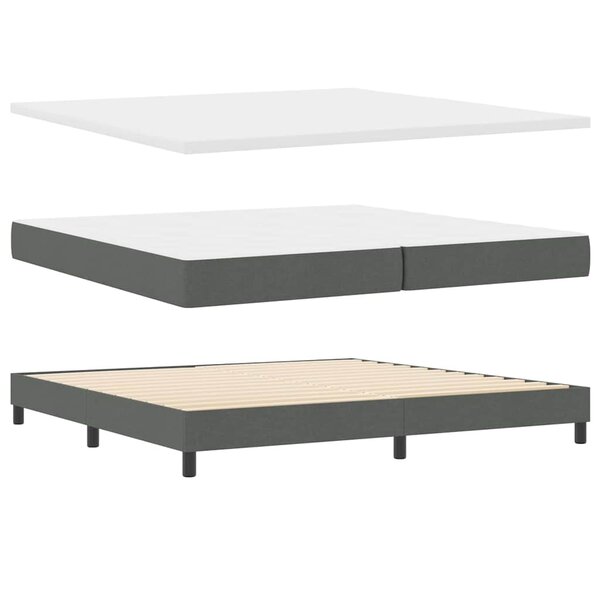 vidaXL Lit Box Spring avec matelas gris foncé  200 x 200 cm  en tissu