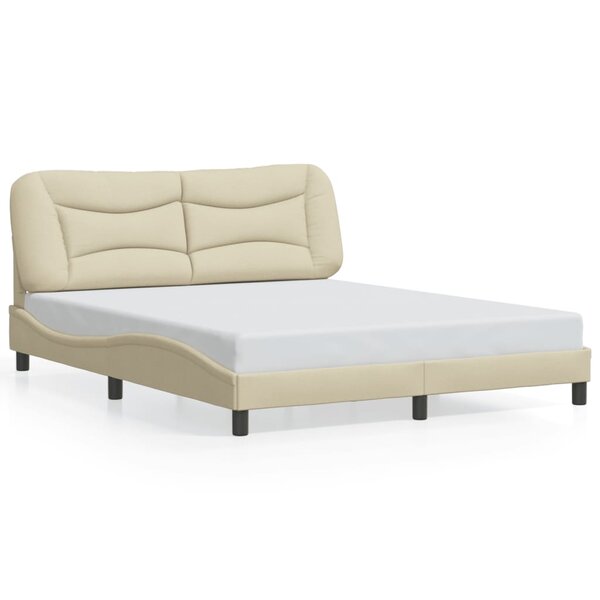 vidaXL Cadre de lit sans matelas Hvar crème 160x200 cm tissu