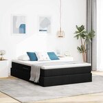 vidaXL Lit avec rangement et matelas Noir 140 x 200 cm Polyester