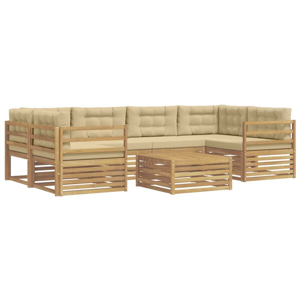 vidaXL Ensemble de canapés d'extérieur 7 pc Blanc et Beige Polyester