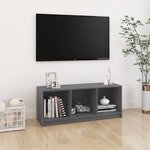 vidaXL Meuble TV Gris 104x33x41 cm Bois de pin massif