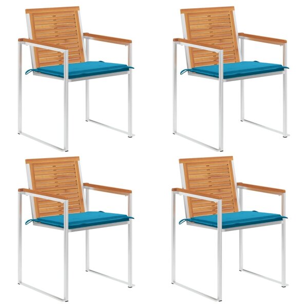 vidaXL Chaises de jardin lot de 4 avec coussins Bois d'acacia massif