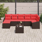 vidaXL Ensemble de Canapés avec coussin 8 Pièces Marron polyrotin