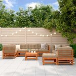 vidaXL Ensemble de salon de jardin 10 Pièces Brun cire Bois de pin massif