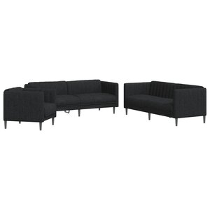 vidaXL Ensemble de canapés 3 Pièces noir tissu