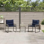 vidaXL Ensemble de meubles d'extérieur 3 Pièces Gris et marine