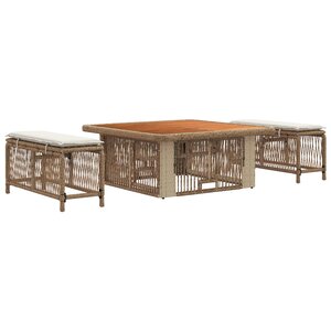 vidaXL Ensemble de salle à manger pour jardin 3 pc Beige et crème