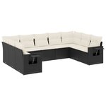 vidaXL Salon de jardin 9 Pièces avec coussins noir résine tressée