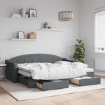 vidaXL Lit de jour avec gigogne et tiroirs sans matelas 80x200 cm