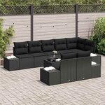 vidaXL Ensemble de canapé de jardin avec stockage Noir Poly rotin