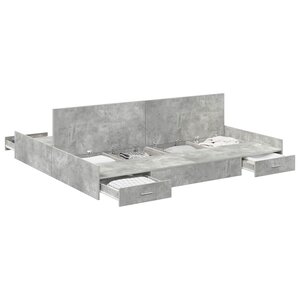 vidaXL Cadre de lit avec rangement avec tiroir Gris béton 180 x 200 cm