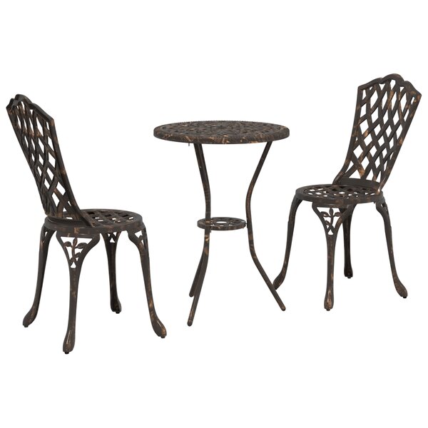 Set de Bistro de Jardin 3 Pièces en Aluminium Bronze