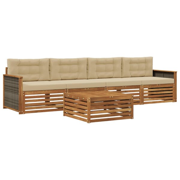 vidaXL Ensemble de canapés d'extérieur 5 pc Naturel et Beige