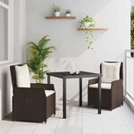 vidaXL Ensemble de salle à manger pour jardin 3 Pièces Marron polyrotin
