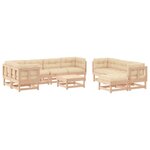 vidaXL Salon de jardin 10 Pièces avec coussins bois massif