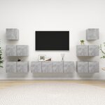 vidaXL Ensemble de meubles TV 8 Pièces Gris béton Bois d'ingénierie