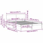 vidaXL Cadre de lit Brun cire 160 x 200 cm Bois massif en pin