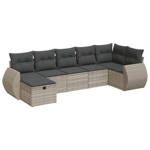 vidaXL Salon de jardin avec coussins 7 Pièces gris clair résine tressée
