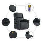 vidaXL Fauteuil de massage inclinable électrique noir cuir véritable