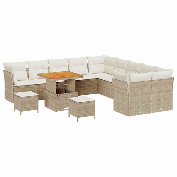 vidaXL Ensemble de canapé de jardin 13 Pièces Beige polyrotin