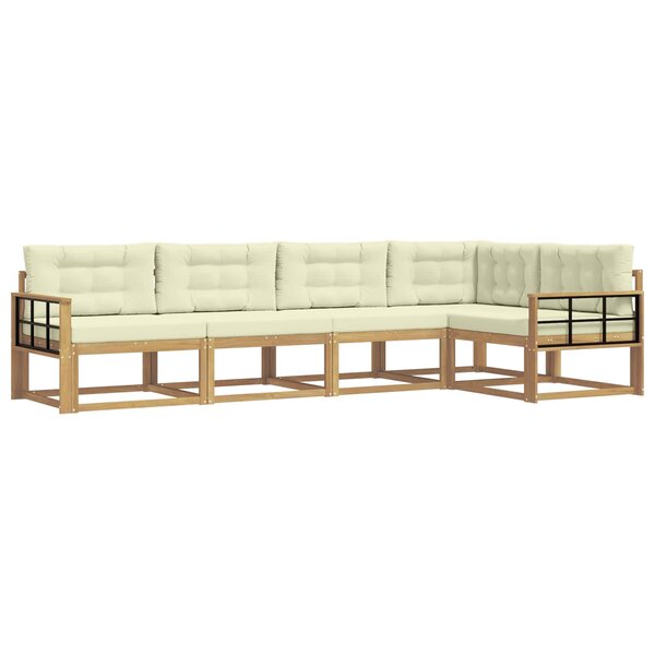 vidaXL Ensemble de canapés d'extérieur 4 Pièces Blanc et crème Polyester