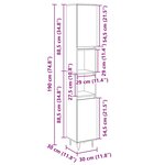 vidaXL Armoire salle de bain chêne sonoma 30x30x190 cm