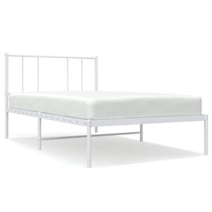 vidaXL Cadre de lit métal sans matelas et tête de lit blanc 107x203 cm