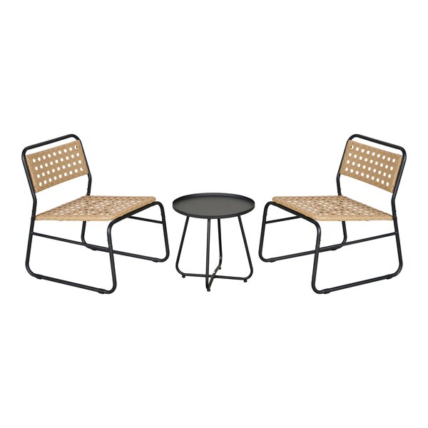 Ensemble de bistrot avec table basse et 2 chaises beige noir 03_0009406