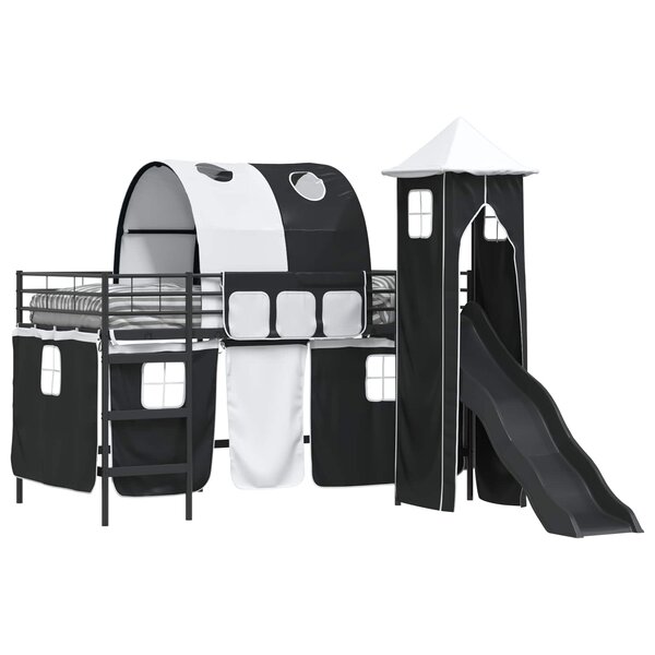 vidaXL Cadre de lit superposé pour enfants Uni Noir 90 x 200 cm métal