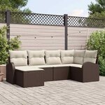 vidaXL Ensemble de canapé de jardin 6 Pièces Marron Poly rotin