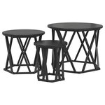 vidaXL Table d'appoint empilable 3 Pièces Chêne noir 53 x 53 x 40 cm