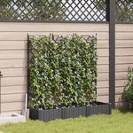 vidaXL Bac à fleurs avec Treillis 3 Pièces Noir 120 x 40 x 125.5 cm PP