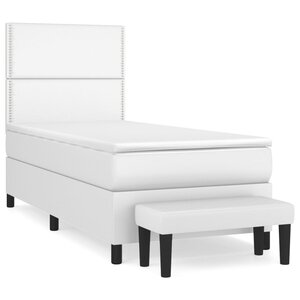 vidaXL Sommier à lattes de lit avec matelas Blanc 100x200cm Similicuir