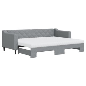 vidaXL Lit de jour avec gigogne et matelas gris clair 80x200 cm tissu