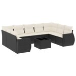 vidaXL Salon de jardin 10 Pièces avec coussins noir résine tressée