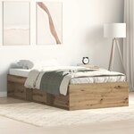 vidaXL Cadre de lit sans matelas chêne artisanal 100x200 cm
