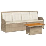 vidaXL Salon de jardin avec coussins 3 Pièces beige résine tressée