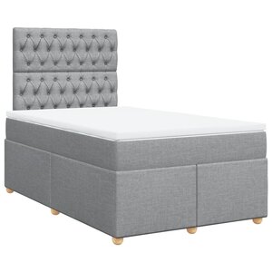 vidaXL Sommier à lattes de lit et matelas gris clair 120x190 cm tissu