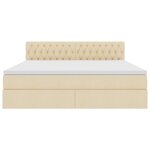 vidaXL Lit de rangement LED avec matelas Crème 180 x 200 cm Tissu