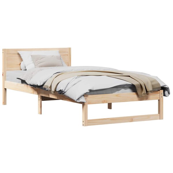 vidaXL Cadre de lit avec tête de lit Naturel 90 x 200 cm Pin massif
