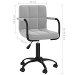 vidaXL Chaise pivotante de bureau Gris clair Velours