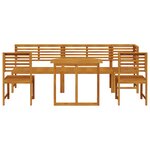 Ensemble de repas de jardin 6 pièces en acacia massif