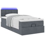 vidaXL Cadre de lit ottoman et matelas gris foncé 90x200 cm velours