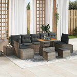 vidaXL Ensemble de canapé de jardin 10 Pièces Gris Poly rotin