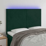 vidaXL Tête de lit à LED Vert foncé 144x5x118/128 cm Velours